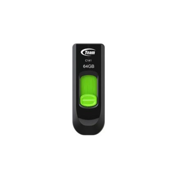 Pen Drive Team Group C141 64GB – USB 2.0, Slide, Preto e Verde