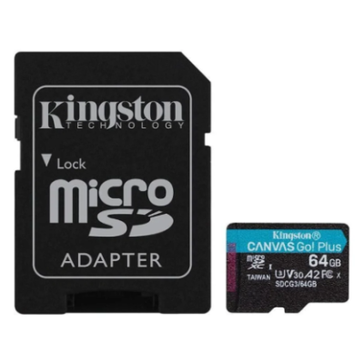 Cartão de Memória Micro SD Kingston 64GB Canvas Go Plus C/Adaptador-SDCG3/64GB Cartão de Memória Micro SD Kingston 64GB Canvas Go Plus C/Adaptador-SDCG3/64GB
