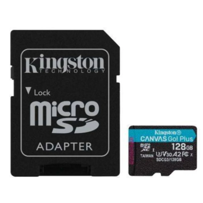 Cartão de Memória Micro SD Kingston 128GB Canvas Go Plus C/Adaptador-SDCG3/128GB Cartão de Memória Micro SD Kingston 128GB Canvas Go Plus C/Adaptador-SDCG3/128GB