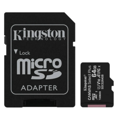 Cartão de Memória Micro SD Kingston 64GB Canvas Select Plus C/ Adaptador-SDCS2/64GB