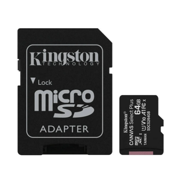 Cartão de Memória Micro SD Kingston 64GB Canvas Select Plus C/ Adaptador-SDCS2/64GB