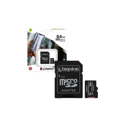 Cartão de Memória Micro SD Kingston 64GB Canvas Select Plus C/ Adaptador-SDCS2/64GB