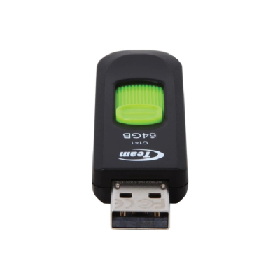 Pen Drive Team Group C141 64GB – USB 2.0, Slide, Preto e Verde