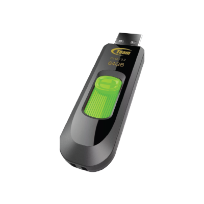 Pen Drive Team Group C141 64GB – USB 2.0, Slide, Preto e Verde