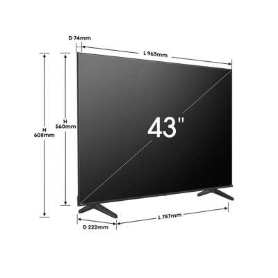 LED TV HISENSE 43" 4K HDR10 SMART TV VIDAA U7.6